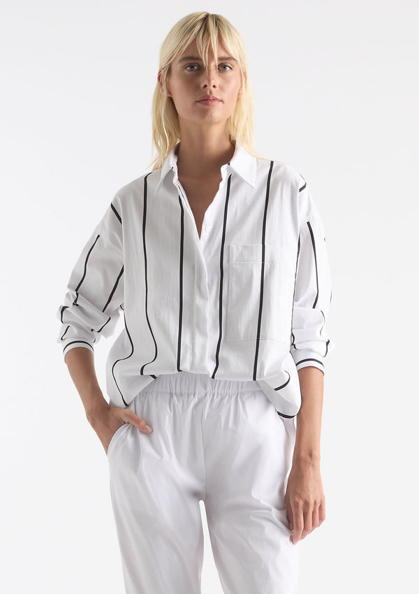 Mela Purdie Mono Stripe Popilene Relaxed Pocket Shirt