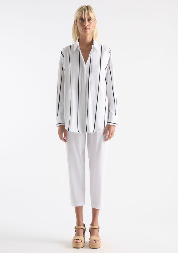 Mela Purdie Mono Stripe Popilene Relaxed Pocket Shirt