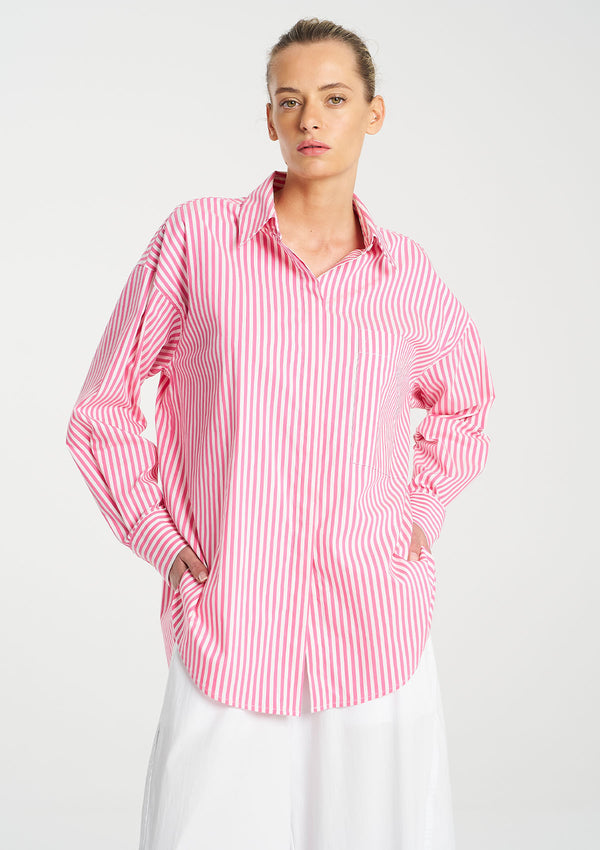 Mela Purdie Stripe Microprene Relaxed Pocket Shirt