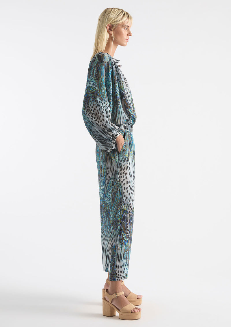 Mela Purdie Peacock Print Silk Escape Blouse