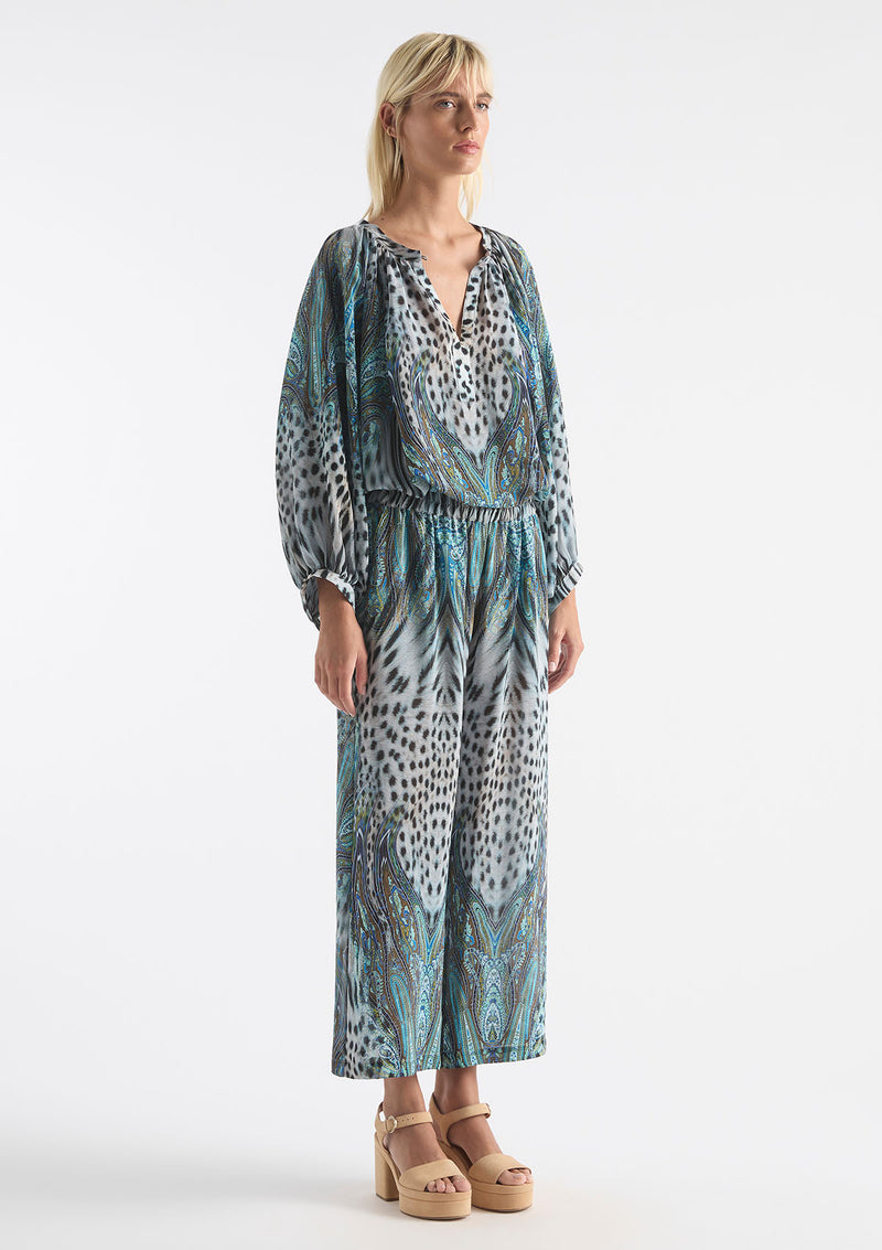 Mela Purdie Peacock Print Silk Escape Blouse