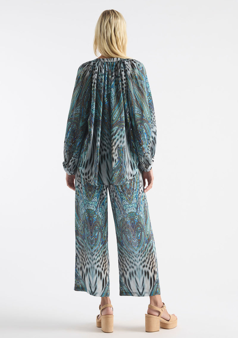Mela Purdie Peacock Print Silk Escape Blouse