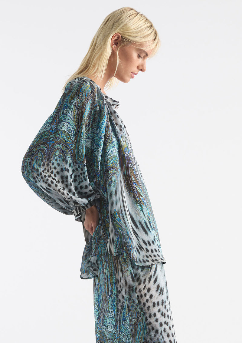 Mela Purdie Peacock Print Silk Escape Blouse