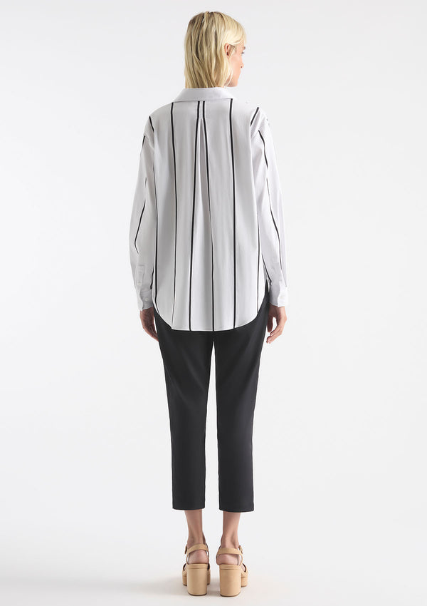 Mela Purdie Mono Stripe Popilene Zip Front Shirt