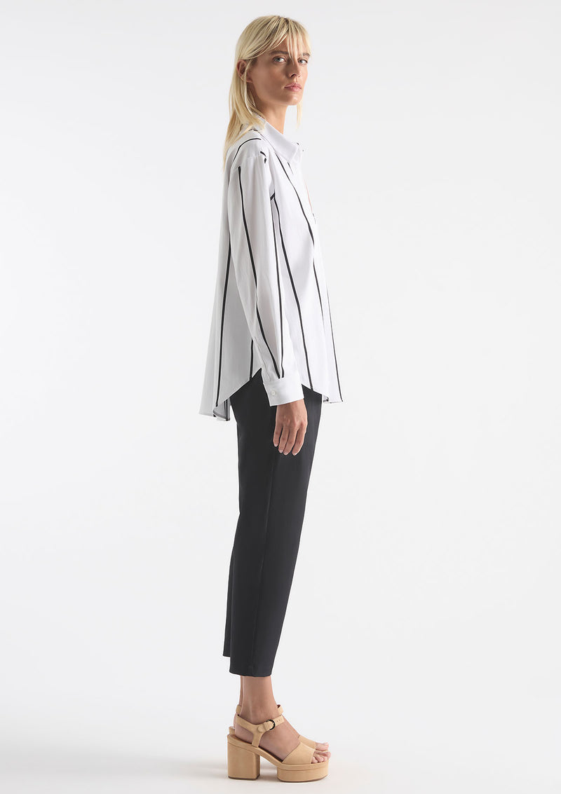 Mela Purdie Mono Stripe Popilene Zip Front Shirt