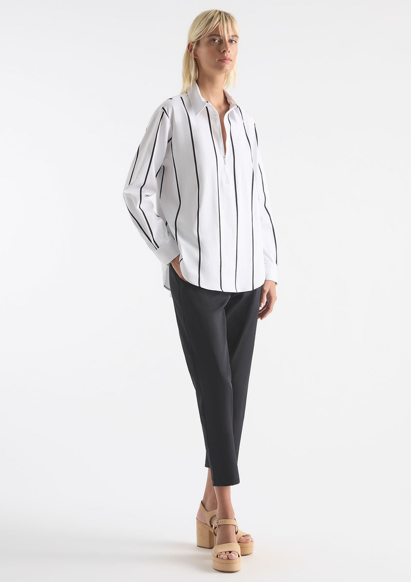 Mela Purdie Mono Stripe Popilene Zip Front Shirt