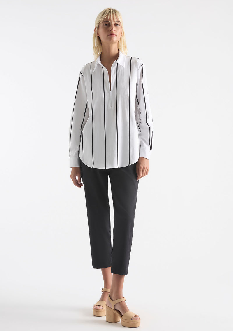 Mela Purdie Mono Stripe Popilene Zip Front Shirt