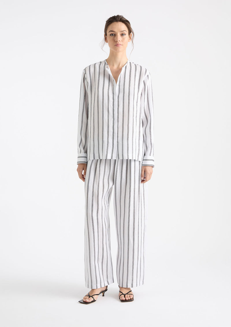 Mela Purdie Trio Stripe Print Linen Shell Shirt