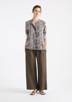 Mela Purdie Lattice Print Linen Shell Shirt