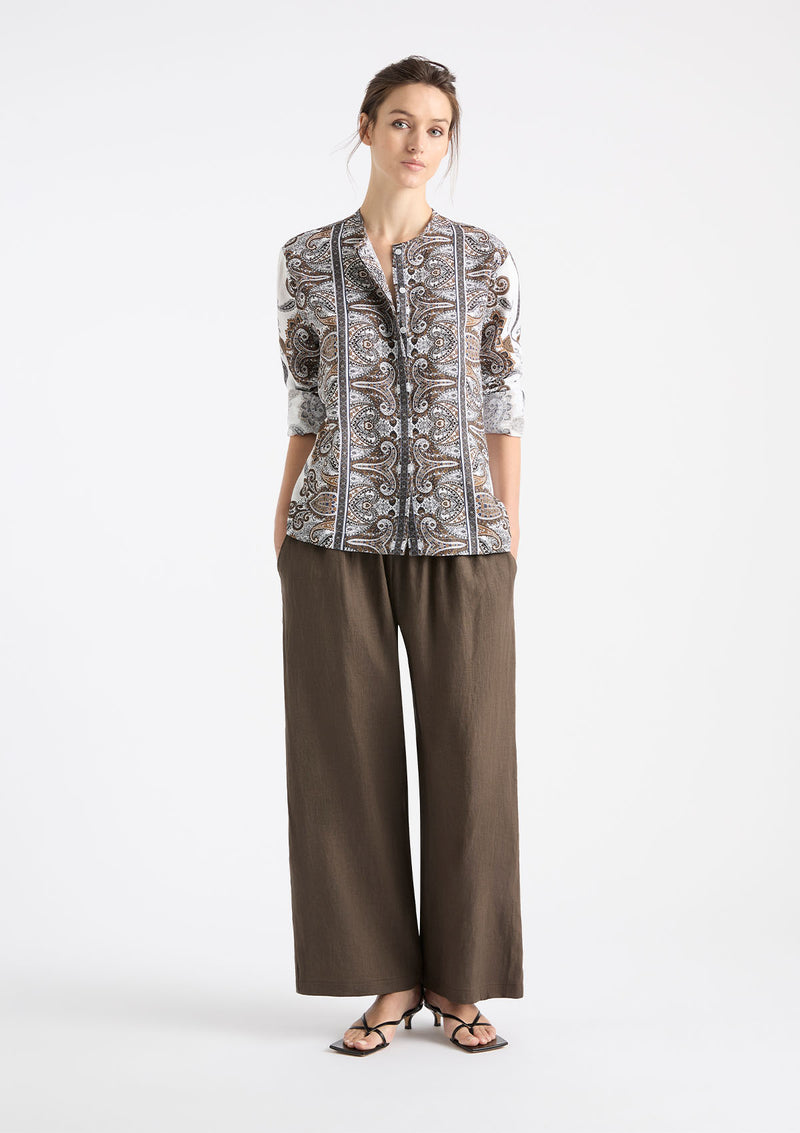 Mela Purdie Lattice Print Linen Shell Shirt
