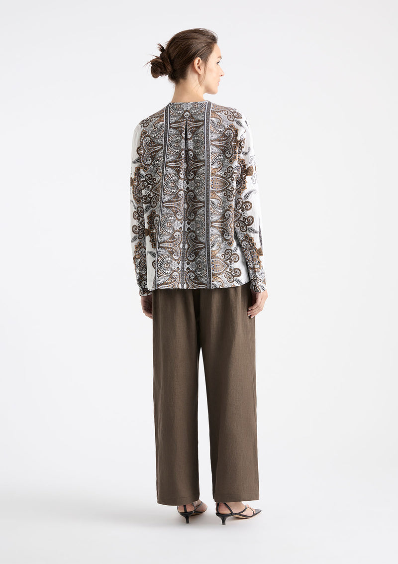 Mela Purdie Lattice Print Linen Shell Shirt