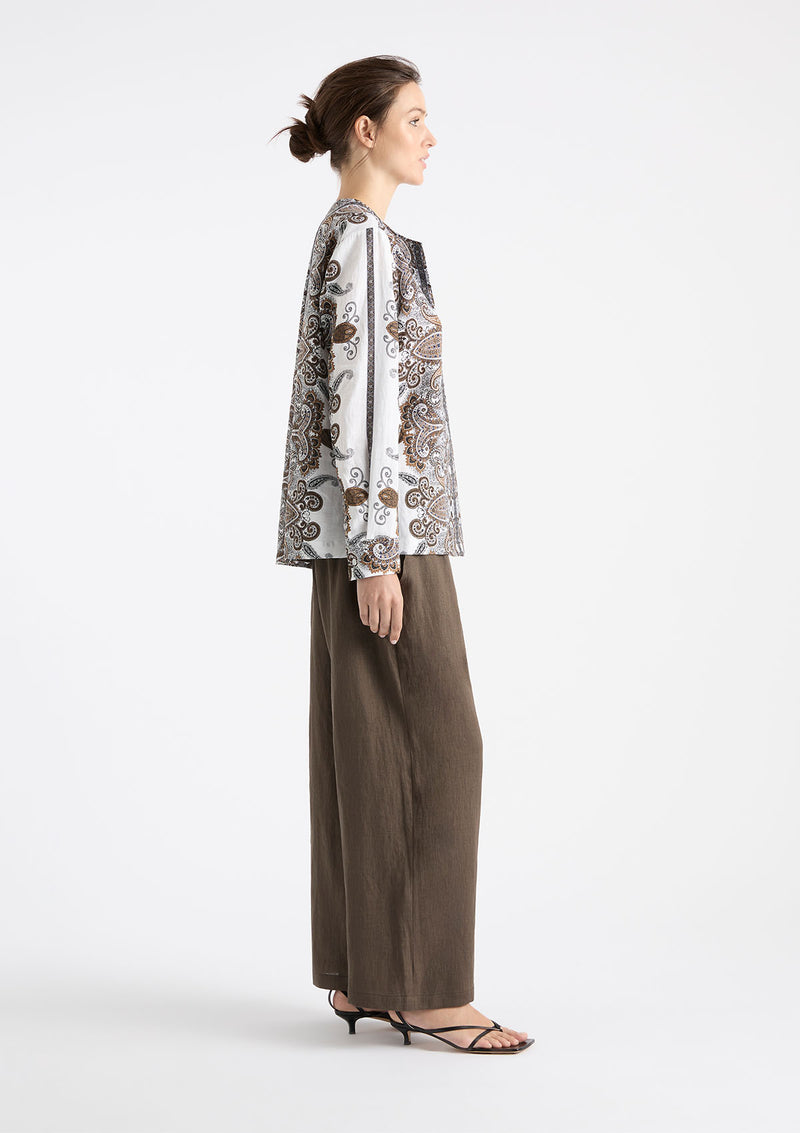 Mela Purdie Lattice Print Linen Shell Shirt