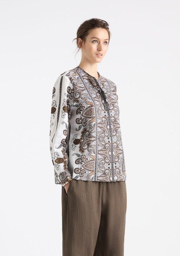 Mela Purdie Lattice Print Linen Shell Shirt