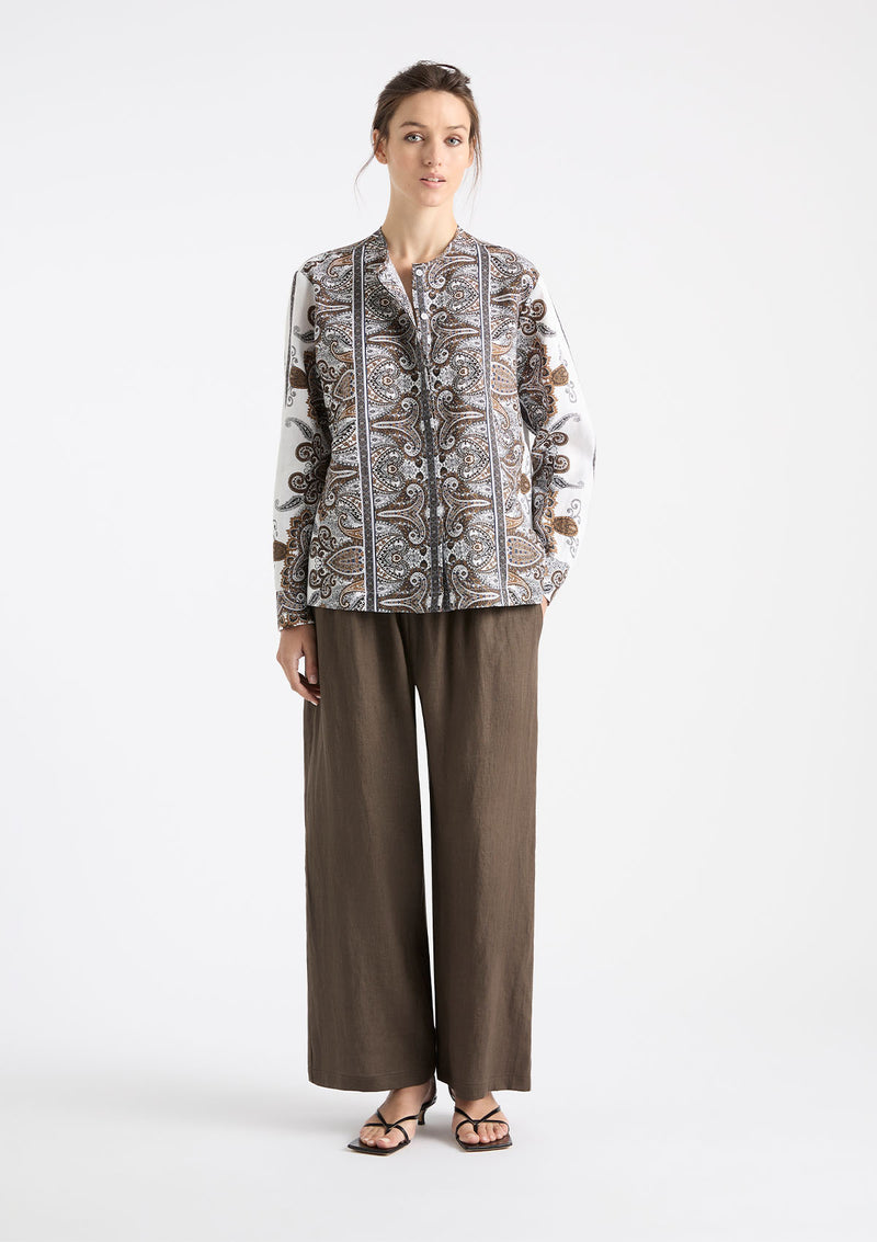 Mela Purdie Lattice Print Linen Shell Shirt