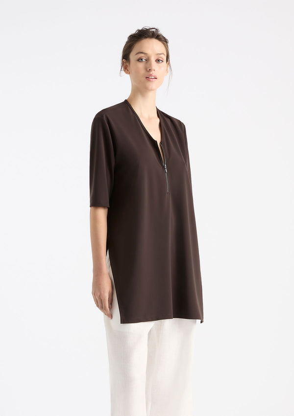 Mela Purdie Powder Knit V Zip Tunic