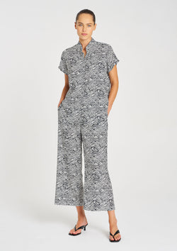 Mela Purdie Terrain Print Charmeuse Stand Shirt