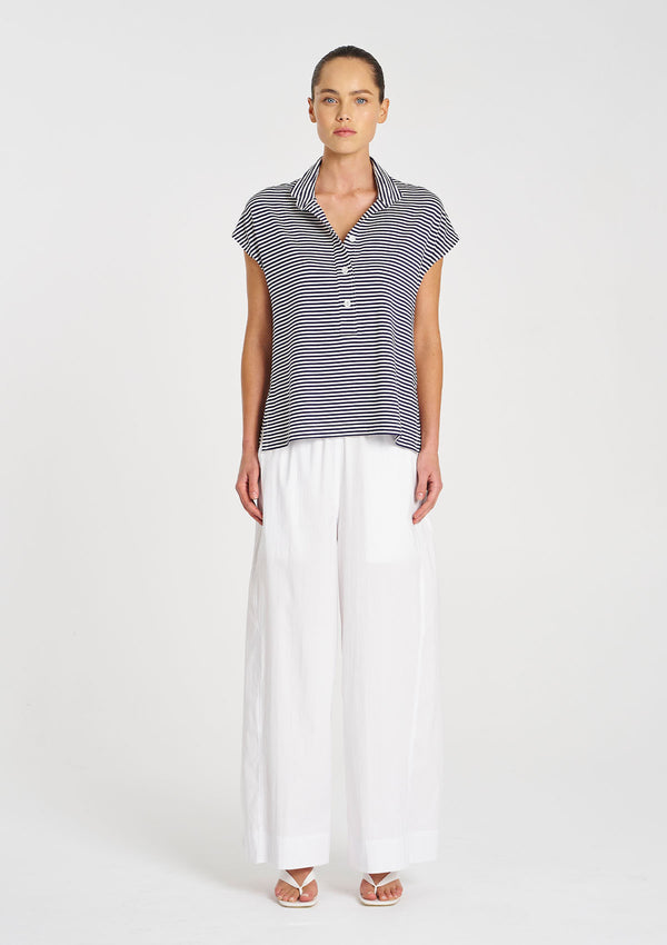 Mela Purdie Yacht Stripe Jersey Henley Tank