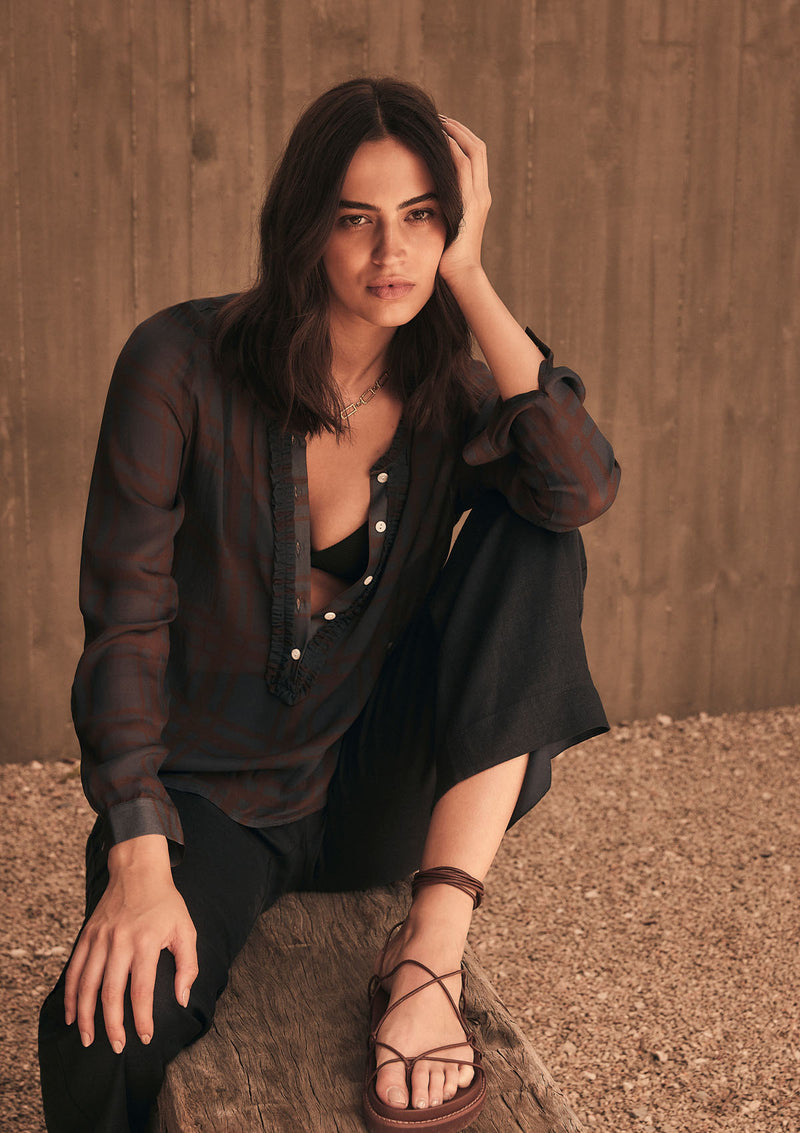 Caravan & Co Walk The Line Frill Front Blouse