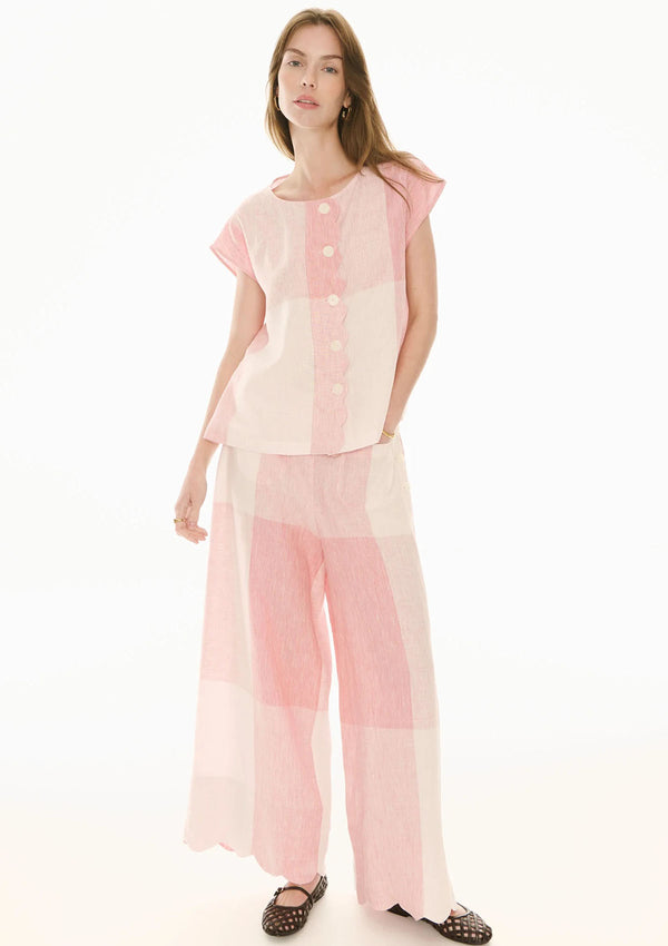 POL Clothing Safria Pant Gingham Scallop Pant