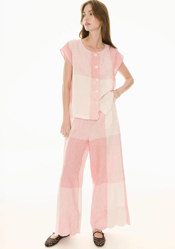 POL Clothing Safria Pant Gingham Scallop Pant
