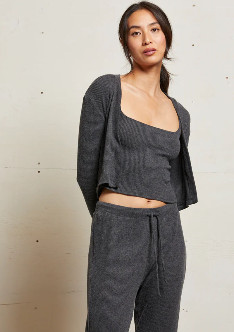 Perfect White Tee Kelsey 2x1 Rib Long Sleeve Cardigan