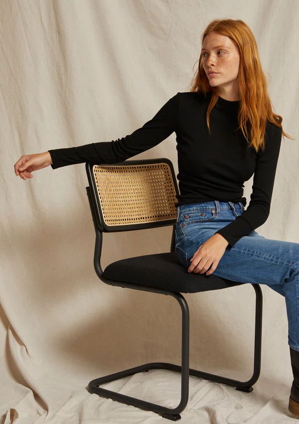Perfect White Tee Lauryn Mock Neck Rib Long Sleeve