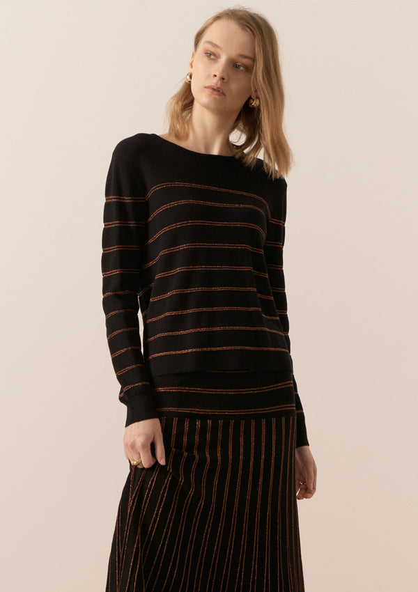 POL Clothing Gizelle Lurex Striped Knit