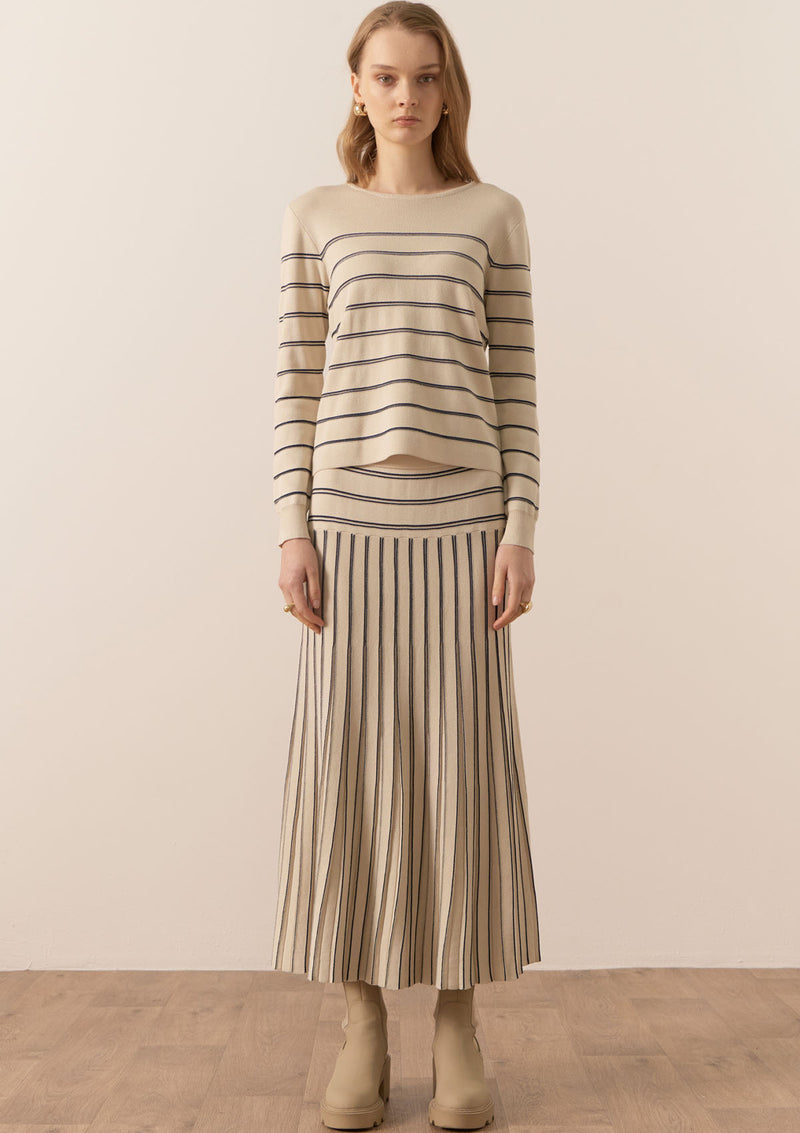 POL Clothing Gizelle Lurex Striped Knit