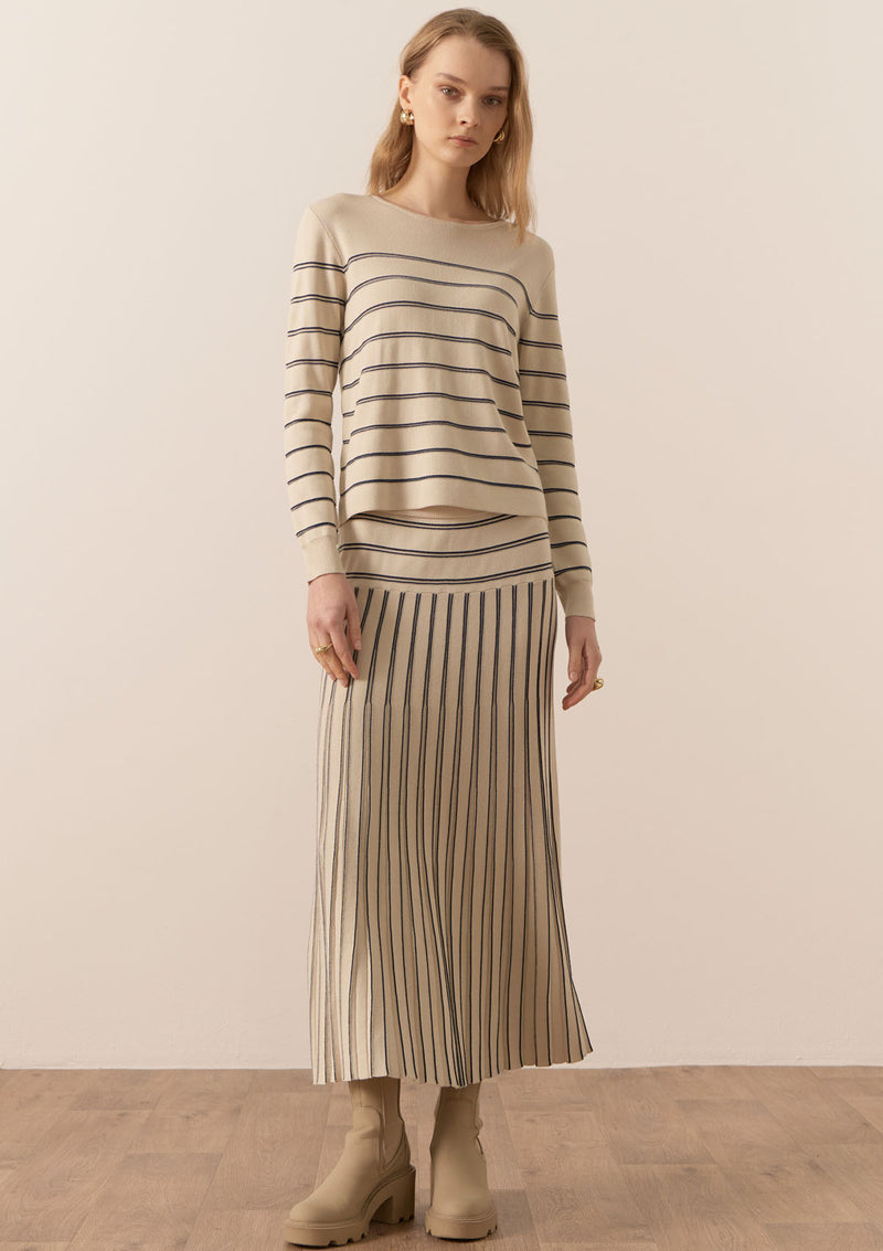 POL Clothing Gizelle Lurex Striped Knit