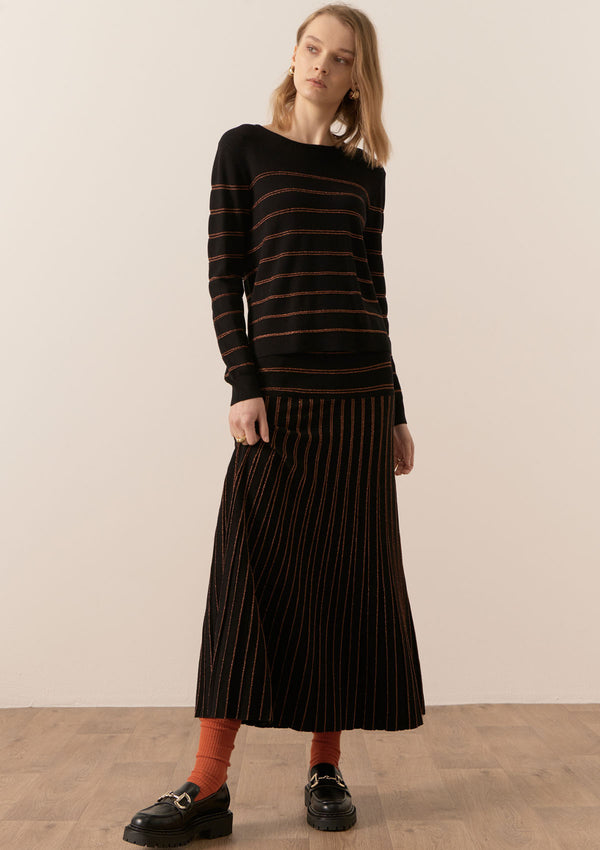 POL Clothing Gizelle Lurex Striped Knit