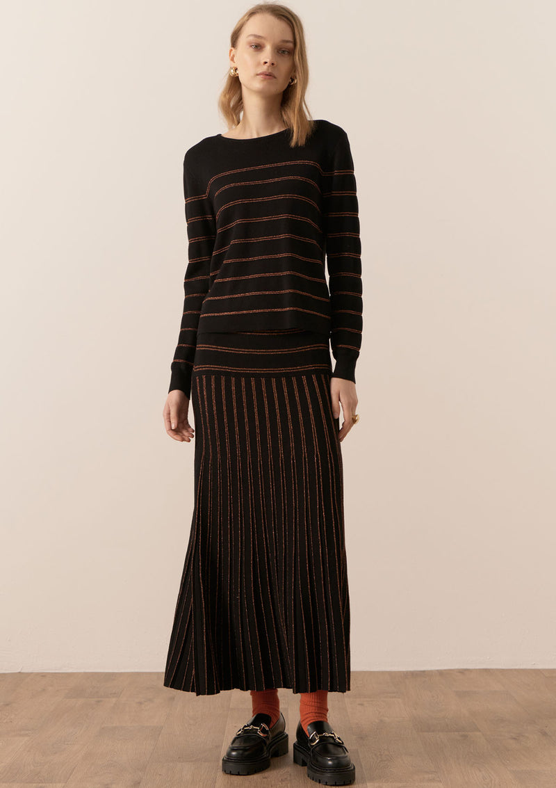 POL Clothing Gizelle Lurex Striped Knit