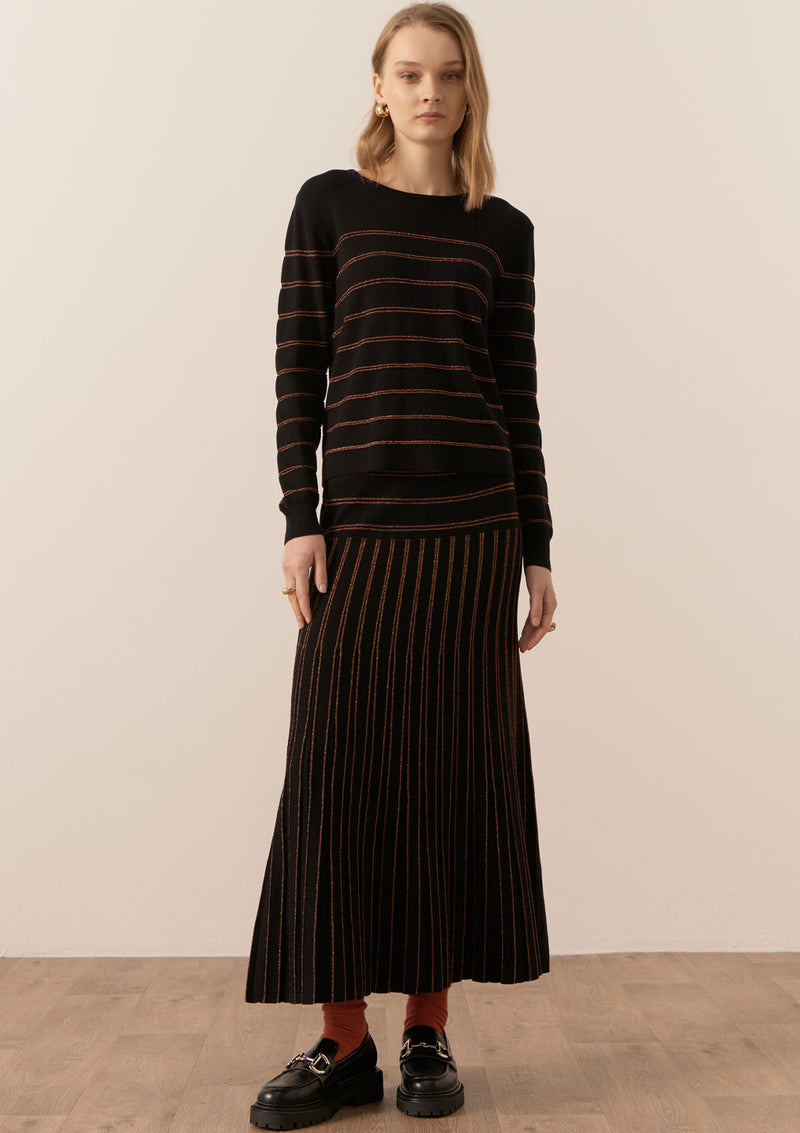 POL Clothing Gizelle Lurex Striped Knit