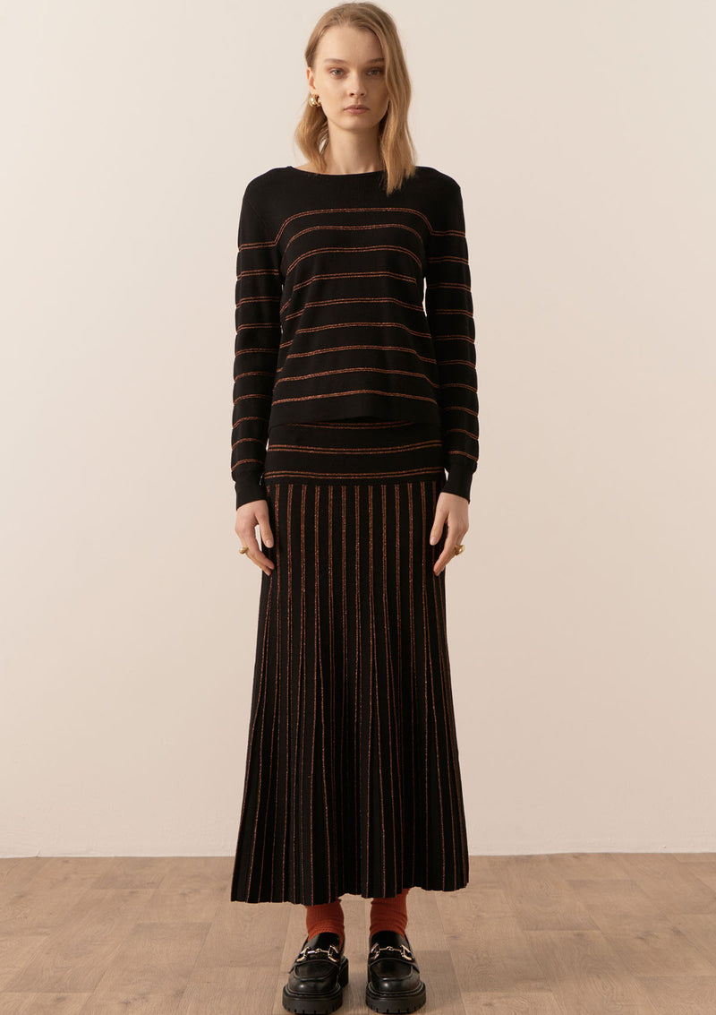 POL Clothing Gizelle Lurex Striped Knit