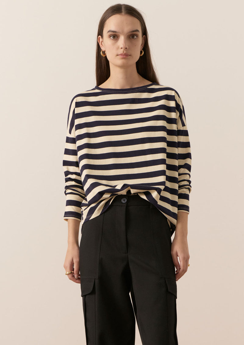 POL Clothing James Striped LS Tee