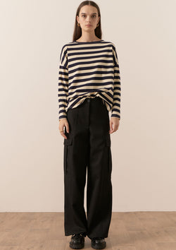 POL Clothing James Striped LS Tee