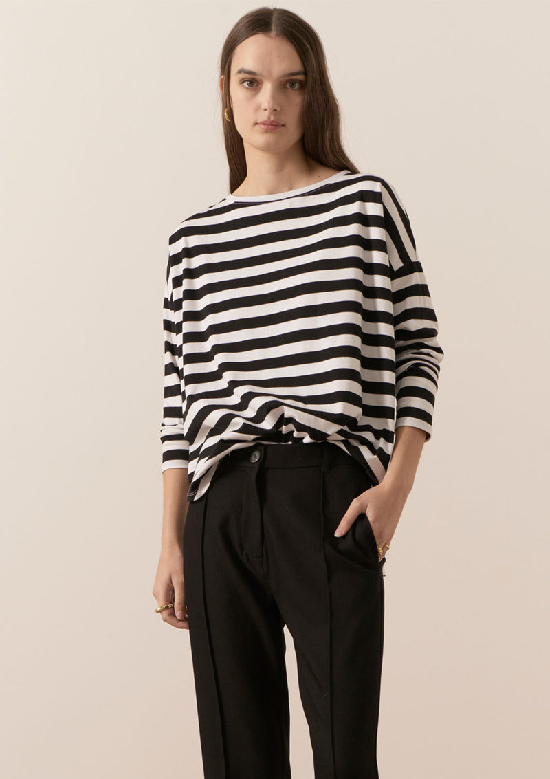 POL Clothing James Striped LS Tee