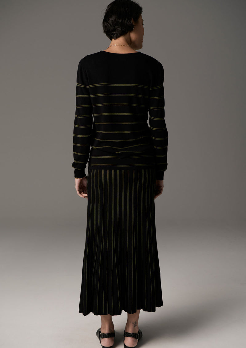POL Clothing Gizelle Pleat Skirt Lurex