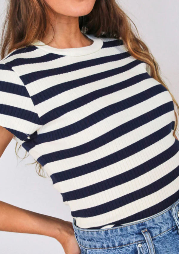 Perfect White Tee Julia Stripe Baby Tee