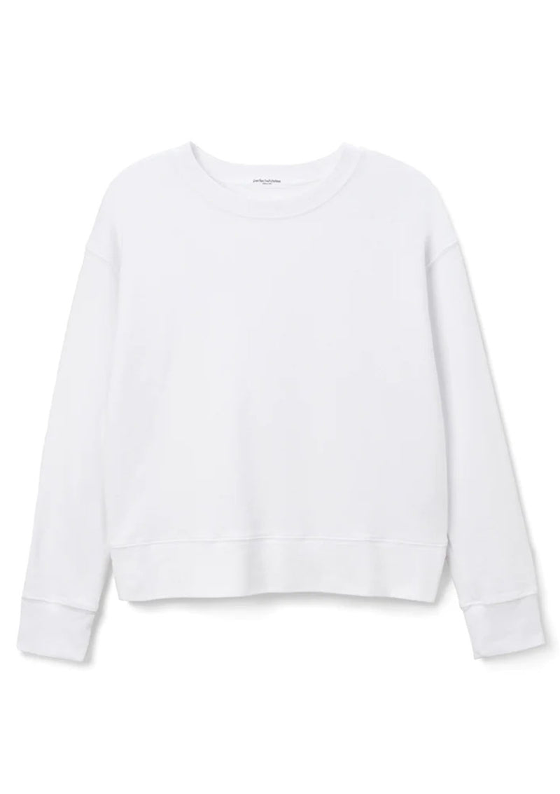 Perfect White Serena Pique Drop Shoulder Pullover