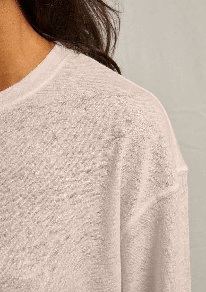 Perfect White Tee Millie Linen Spandex Long Sleeve