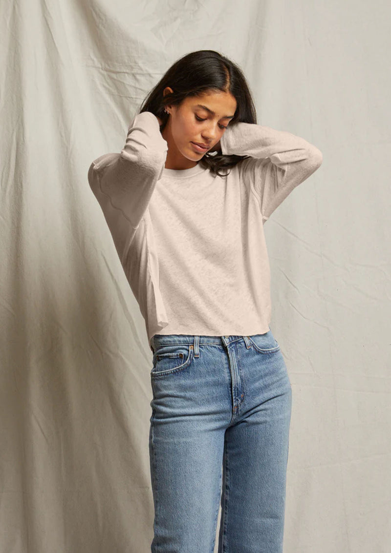 Perfect White Tee Millie Linen Spandex Long Sleeve