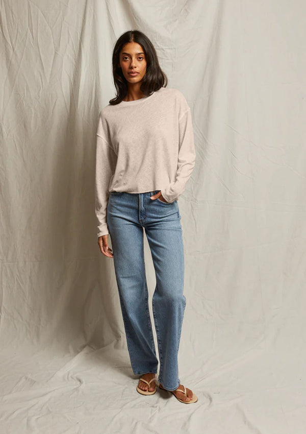 Perfect White Tee Millie Linen Spandex Long Sleeve