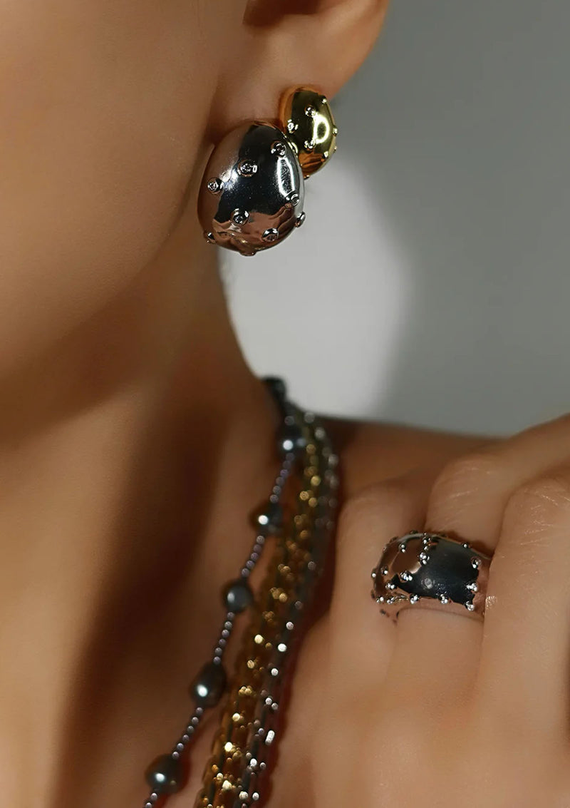 LUV AJ Mini Pave Molten Studs