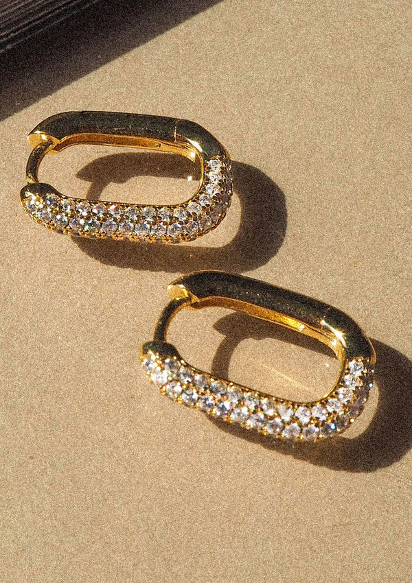 LUV AJ Pave Chain Link Huggies