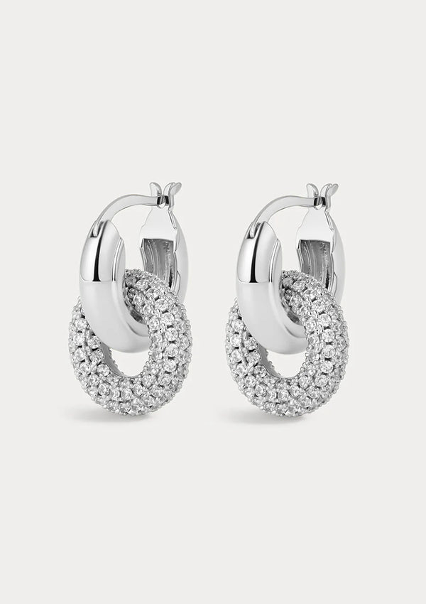 LUV AJ The Pave Interlock Hoops