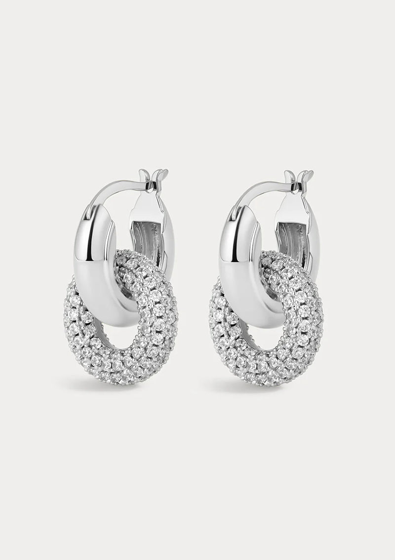 LUV AJ The Pave Interlock Hoops