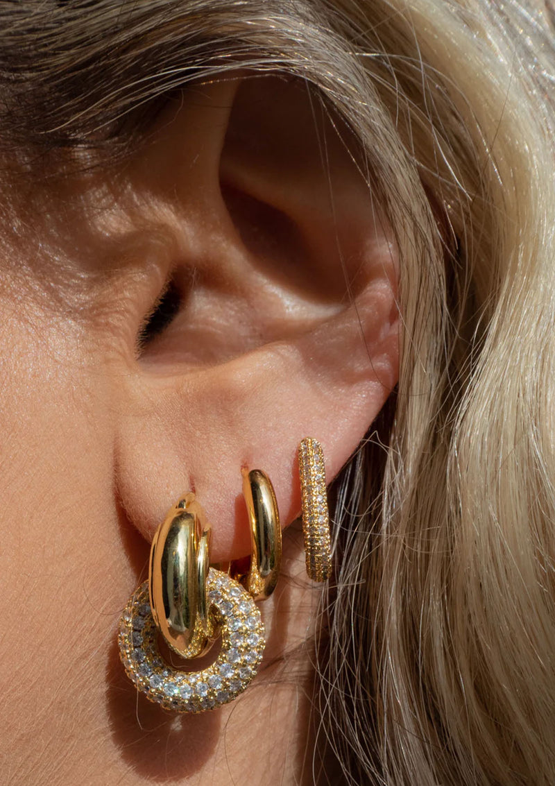 LUV AJ The Pave Interlock Hoops