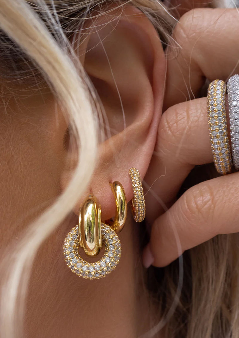 LUV AJ The Pave Interlock Hoops