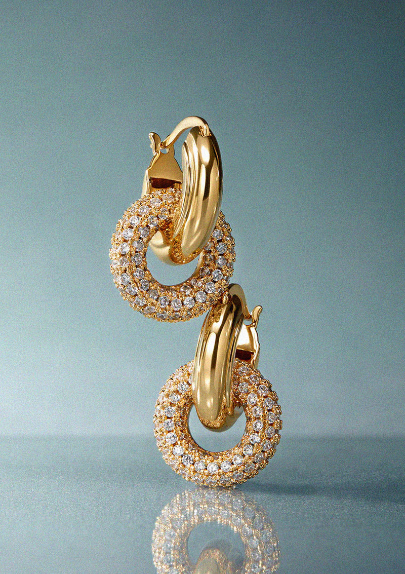 LUV AJ The Pave Interlock Hoops