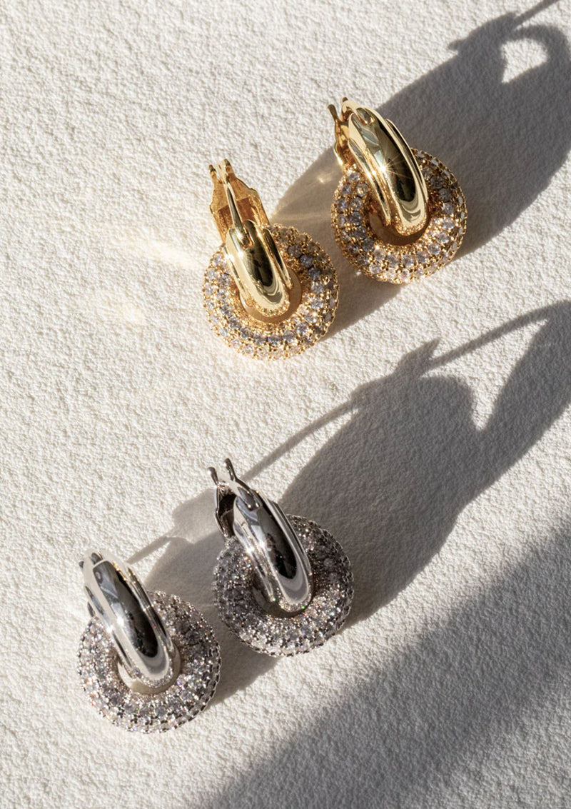 LUV AJ The Pave Interlock Hoops